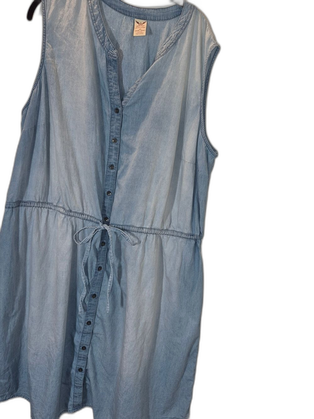 Faded Glory Light Blue Sleeveless Denim Shirtdress with Tie Waist 4X